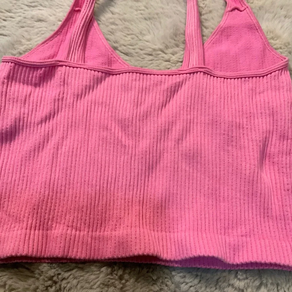 Bella Seamless Ribbed Crop Tank Size Small Hot Pink Womens - Picture 4 of 5